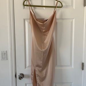 Champagne Cowl Neck Slip Dress
